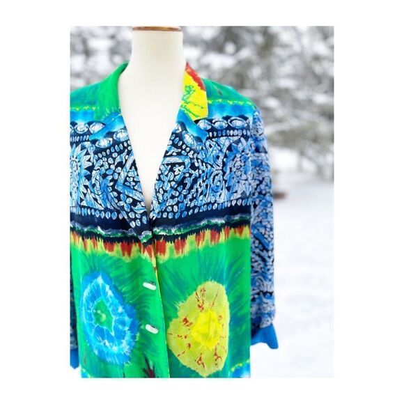 80s Platinum by Dorothy Schoelen Pop Art Chiffon Jacket Blazer Mixed Print Neon - Picture 2 of 13